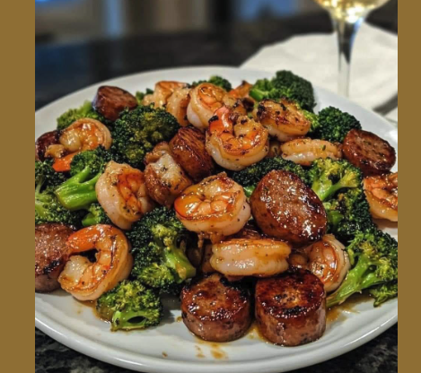 Honey Garlic Shrimp, Sausage & Broccoli
