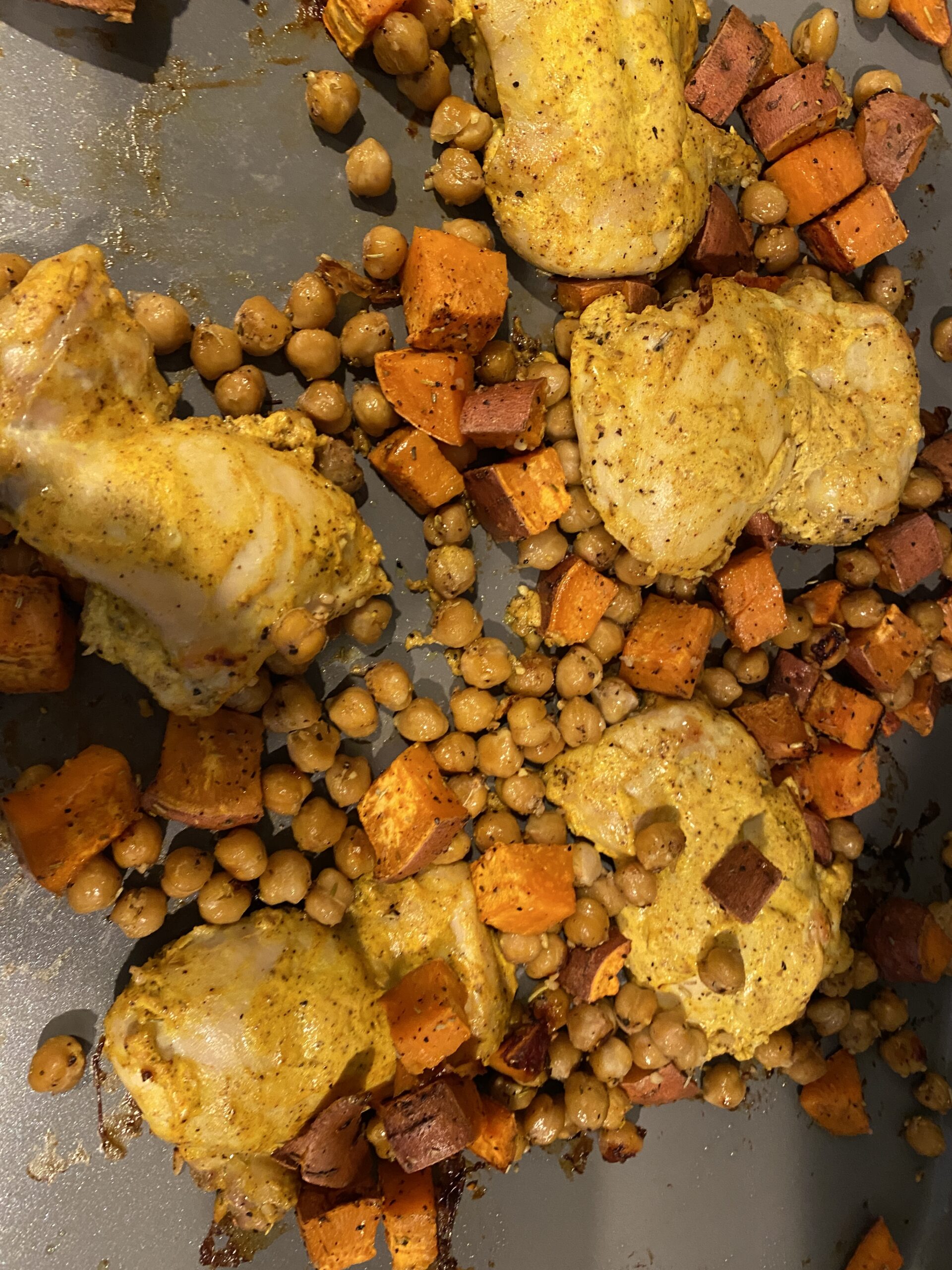 Sheet Pan Turmeric Chicken and Sweet Potatoes