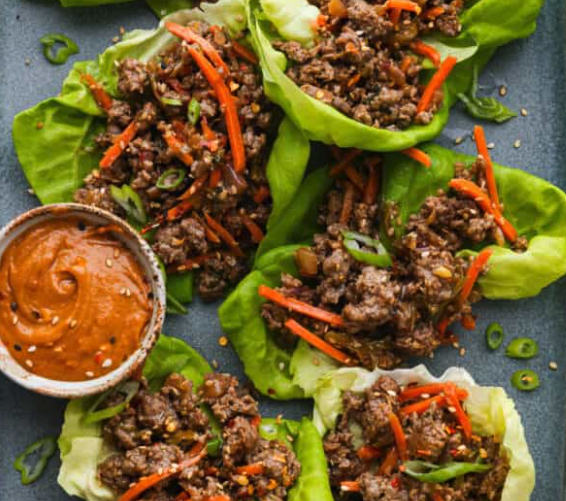 Thai Lettuce Wraps with Peanut Sauce