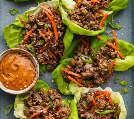 Thai Lettuce Wraps with Peanut Sauce